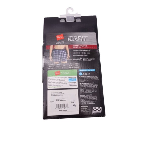 NIP Hanes 3 Pack Comfort Flex Fit Plaid Tagless Boxers Sz S Assorted Stretch - Picture 4 of 7